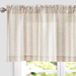 jinchan Striped Valance Window Treatment Linen Valance for Windows Small Window Valance Farmhouse Valance Curtain Light Filtering Valance Flax Valance 16 Inch Length Rod Pocket 1 Panel Tan on Beige jinchan Striped Valance Window Treatment Linen Valance for Windows Small Window Valance Farmhouse Valance Curtain Light Filtering Valance Flax Valance 16 Inch Length Rod Pocket 1 Panel Tan on Beige