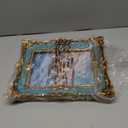 Vintage Blue and Bronze Gold Picture Frame - 8x10 Antique Photo Frame with Glass Front for Tabletop or Wall Display