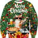 RAISEVERN Ugly Christmas Sweatshirts for Men Women Funny Pullover Sweaters for Xmas Holiday (L)