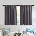 RYB HOME Short Blackout Curtains for Kitchen, Solid Half Window Treatment for Bedroom Energy Saving Privacy Shade for RV Camper Bathroom Basement, W42 x L30 inches, Grey, 2 Panel Set