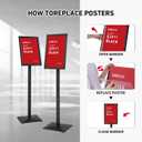 DISPLAYSWORKER 4Pcs Floor Sign Holder, Sign Stand heavy duty pedestal sign floor standing for indoor outdoor 8.5×11 signage display (BLACK, 8.5×11，4 Pack)