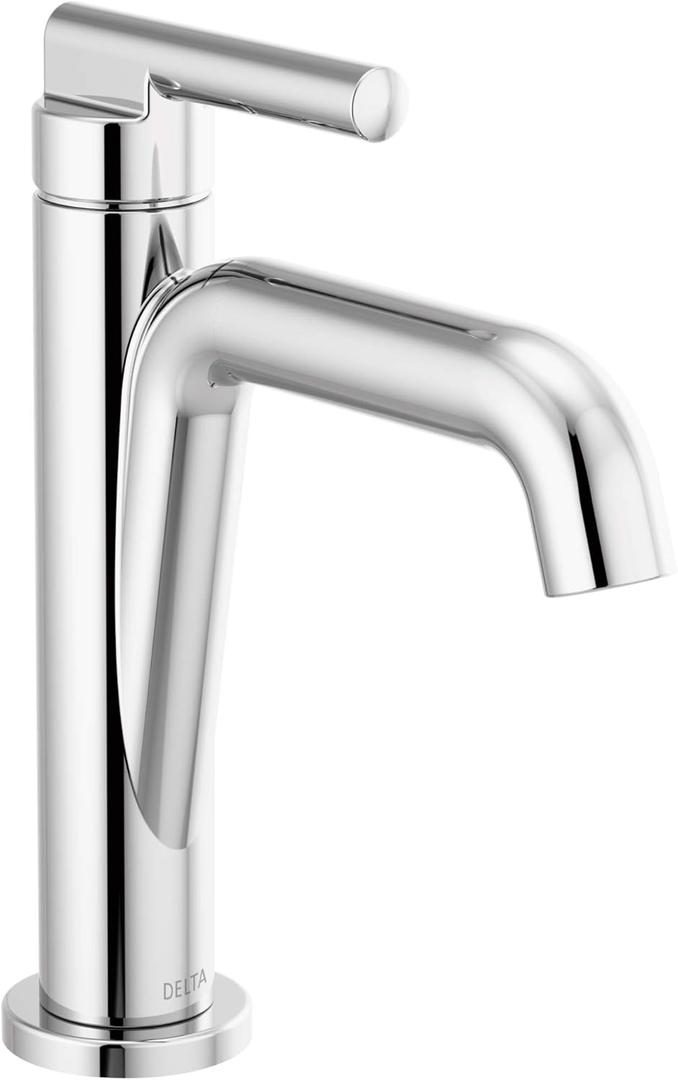 Delta Nicoli Chrome Bathroom Faucet 1 Hole, Single Hole Bathroom Sink Faucet for Vanity, Push-Pop Drain Assembly, Chrome 15849LF