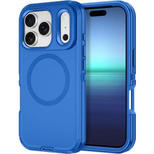 I-HONVA for iPhone 17 Pro Case [Compatible with MagSafe] Shockproof 3-Layer Full Body Protection [Without Screen Protector] Rugged Heavy Duty Cover Case for Apple iPhone 17 Pro 6.3" 2025,Sea Blue