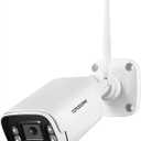 Wi-Fi Bullet Security Camera Outdoor,1080P ONVIF IP WiFi Surveillance Camera, Humanoid Detect/ 2-Way Audio/Siren Alarm/SD Card/Night Vision, Weatherproof IP66 Metal Case (White)