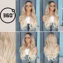 Ombre Blonde Lace Front Wig Pre Plucked with Baby Hair Glueless Long Wavy Synthetic 13x4 Lace Frontal Wigs for Women 3 Tone Blonde Hair Replacement Wigs 24 Inches
