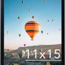 JCJMY 11x15 inch Picture Frame, Horizontal and Vertical Formats for Wall Hanging, 11 x 15 Wall Gallery Poster Photo Frame with Shatter Resistant Plexiglass, Black