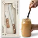 Performore 2PCS Spreader Knives, 12” Peanut Butter Knife that Works Great with Jars and 5” Short Spreading Knife, Stainless Steel Spatulas with Wooden Handle Spreader Set