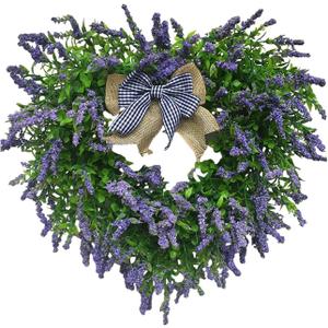 Lavender Heart Shape Wreath Artificial Lavender Garland Valentine's Day Festival Wedding Hanging Decoration - Style B