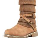 DREAM PAIRS Women's Mid Calf Fashion Winter Snow Boots (7.5, Camel)