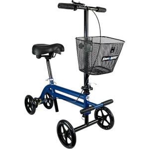 KneeRover Steerable Seated Scooter Mobility Knee Walker - Sitting Scooter with Leg Rest and Comfortable Gel Seat - Knee Walking Scooter Crutch Alternative for Leg, Ankle and Foot Injuries (Blue) (1 Count (Pack of 1))