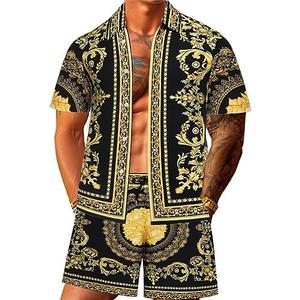 JoZorro Men Hawaiian Shirt Sets Casual Button Down Shirts 2 Piece Luxury Summer Beach Outfits, L