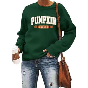Women's Halloween Sweatshirt Pumpkin Season Fall Shirt Embroidered Outfits, S