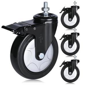 5 Threaded Stem Caster Metric M10-1.5 x 25mm(Bolt Diameter 10mm, Length:25mm, Thread Pitch 1.5 mm) 1500lbs Heavy Duty Swivel Caster Wheels Set of 4 castors for All Floor