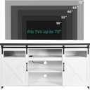 YITAHOME Farmhouse Buffet Cabinet with Power Outlet, 66'' Large Sideboard Coffee Bar Cabinet w/Storage, Glass Doors, Adjustable Shelf, Kitchen Cabinet for Living Room, Dining Room, White & Black