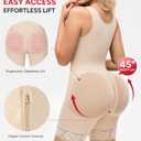 Nebility Fajas Colombianas Moldeadoras Shapewear for Women Tummy Control Postpartum Body Shaper Bodysuit with Zipper Crotch (Beige, XL)