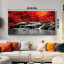HUADAOART Large Red Waterfall Canvas Wall Art Flat Print Waterproof Fade-Resistant on Framed Canvas, Modern Landscape for Living Room Bedroom 30 x 58 Inch 1PCS, 45