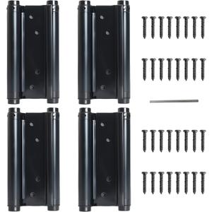 6inch Double Action Spring Hinges, Self Closing Door Hinges for Cafe Saloon Pub Swinging Doors, 201 Stainless Steel, Including Pins and Screws, 4Pack