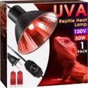 Briignite Reptile Heat Lamp Red, Reptile Night Lamp 50W, G9 Heat Bulb & Dome Reptile Light Fixture, Aluminum Reflector, Dimmable Heat Lamp for Chicken Turtle Snake Gecko Lizard, 1 Pack