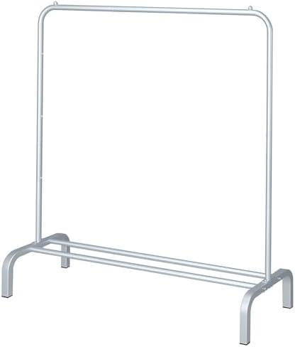 JIUYOTREE Metal Clothing Rack 43.3 Inches Clothes Garment Coat Rack with Bottom Shelf Clothing Rack for Hanging Clothes Coats Skirts Shirts Sweaters Silver Gray