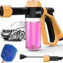 Car Wash Foam Gun for Garden Hose, Foam Cannon Car Wash Kit with Microfiber Wash Mitt, High Pressure Nozzle & 3 Spray Modes, Hose Foam Blaster for Cars, Trucks, RV, Motorcycle Cleaning - Orange