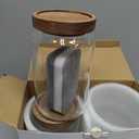 Labina Glass Storage Container Airtight Food Jars Kitchen Canister with Wood Lids, 33 Oz Wide Mouth Pantry Organization Glass Jar for Flour, Sugar, Cookie, Spagetti, Nuts and Candy (2 Pack)