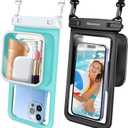 Niveaya 2 Pack IPX8 Waterproof Phone Pouch, Large Space Cell Phone Pouch Floating, Water Proof Phone Case with Lanyard, Phone Dry Bag Beach Cruise Ship Essentials(Up to 8.5") (Black + Green)