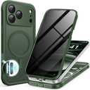 BERFY for iPhone 17 Pro Max Case, Compatible with MagSafe, Built-in Privacy Screen Protector, Camera Protection, Shockproof Full Body Phone Case 6.9", Translucent Deep Green