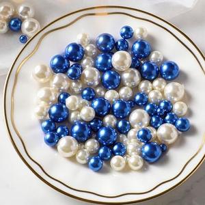 PNJHDZ 150 Pcs Vase Filler Pearls White and Blue Pearl Beads for Vase No Hole Pearls for Centerpieces Vases Home Table Party Decor DIY Wedding 8/14/20mm