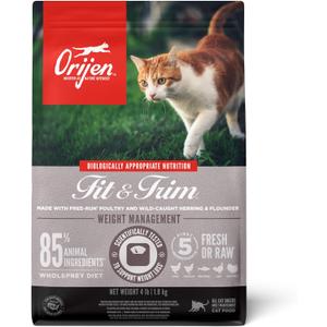 ORIJEN Fit & Trim Grain Free High Protein Premium Dry Cat Food 4lb Bag (4 Pound (Pack of 1))