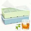 Large Square Ice Cube Molds (2-Pack),Silicone Ice Cube Trays for Freezer with Lid,Easy Release Stackable 2 inch Huge Cubed Ice Trays for Whisky