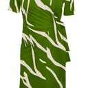Hostoyo Plus Size Wrap Dress for Women Casual Black Dresses Soft Stretchy Knee-Length Sweetheart Neckline Work Party Wedding (Green, XL)