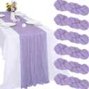 6 Pack Lavender Purple Cheesecloth Table Runner 10FT Boho Gauze Fabric Purple Table Runner 35 x 120 Inch Rustic Sheer for Spring Holiday Wedding Decor Baby Shower Party
