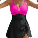 Blooming Jelly Womens Tummy Control One Piece Swimsuits Criss Cross Push Up Bathing Suits U-Wire Ruched Swim Dress 2026