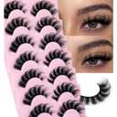 Mink Lashes Fluffy Wispy Lashes Natural Look 3D False Eyelashes D Curl Russian Strip Lashes 7 Pairs Short Fake Eyelash Pack by EYDEVRO