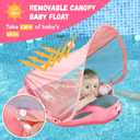GENTEACO Mambobaby Baby Pool Float with Removable Canopy 3-24 Months Baby Float Non-Inflatable Infant Swim Float Add Tail Avoid Flip Skin-Friendly Material Swim Trainer for Toddler Boys Girls (Pink)