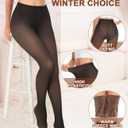 QooNoo Women Fleece Lined Tights High Waisted Pantyhose Opaque Black Sheer Translucent Winter Warm Leggings Shapewear (XL)