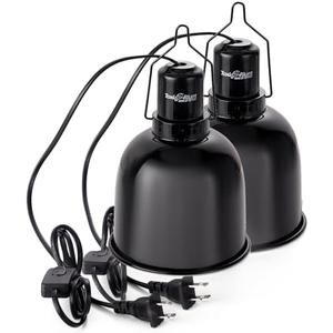 ToxiRium Reptile Light Fixture, 1 Pack 5.5-Inch Deep Dome Lamp Caps with Optical Reflection Cover, Heat-Resistant Design for Reptile Enclosures, Terrariums, and Amphibian Habitats., Black