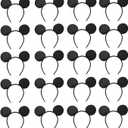 20 PCS Mouse Ears Headbands for Birthday Party Theme Park Costume Play Celebration for Boys and Girls, (Black)