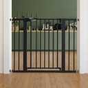 Babelio Baby Gate for Doorways and Stairs, 26-40" Auto Close Dog Gate, PressGuard C5, Easy-Install Pressure Mounted Satey Door, No Drilling Safety Gate for Child and Pets, Black