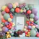 Dusty Green Purple Pink Balloons Arch Kit, Double Stuffed Pastel Balloon Garland with Lavender Lilac Yellow Green Red Latex Balloons for Birthday Baby Shower Wedding Anniversary Decorations.
