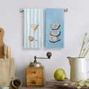 Blue Coastal Beach Oyster Cocktail Bar Kitchen Towels Set of 2, Summer Coastal Dish Tea Towels, Cocktail Gifts Decorative Hand Towel for Kitchen Home Bar Cart Decor, 16X24In
