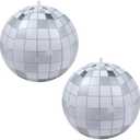 YOGFIT 2PCS Disco Ball, 20 Inch Inflatable Disco Ball for Disco Party Decorations, Grey and White Grid Balloon Decor for Music Festivals Club Stage Props
