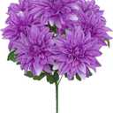 Hollyone Purple Artificial Dahlia Flowers Bush 7 Heads Silk 15.7" Fake Dahlias Flowers Wedding Bouquets Faux Dahlia Flowers Floral Arrangements for Outdoor Indoor Party Table Centerpieces Home Decor