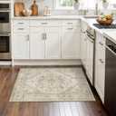 Washable Runner Rug 2.6x10 Runners for Hallways, Ultra-Thin Carpet Runners for Entryway Anti Slip Backing Runner Rugs for Kitchen Laundry Room Indoor Hallway (Ivory/Beige)