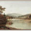 Framed Wall Art, Large Vintage Landscape Painting, 20x40 Inch