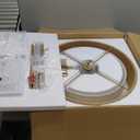 SineRise 18'' Farmhouse Rattan Chandeliers for Dining Room,3-Light Boho Light Fixtures Rattan Pendant Light Fixture with Fabric Shade Drum Chandeliers for Bedroom Dining Room Foyer Kitchen Hallway (Gold)