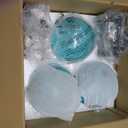 Light Blue Glass Pendant Lights Kitchen Island Globe Pendant Light Fixtures Modern Pendant Lighting for Bedroom Living Dining Room Light Fixture (5.9 in, 3 Pack)