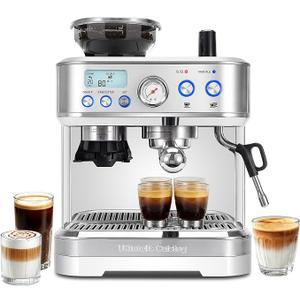 URintells Cuising Espresso Machine with Grinder, with 58mm System & Frother
Conical Burr Grinder, Italian ULKA Pump, 3 Adjustable Brew Temperatures, Pressure Gauge, Steam Wand for Cappuccino & Latte