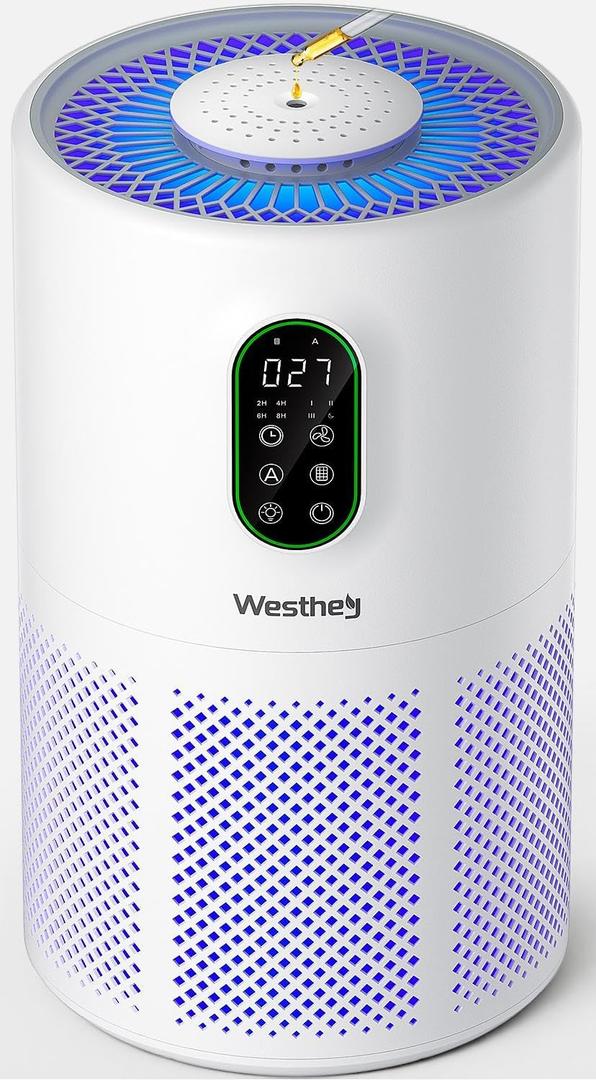 Air Purifiers for Home Large Room 1650 Ft with Washable Filters, WESTHEY H13 HEPA Air Purifier with Fragrance Flowing Ambient Light Auto, Air Cleaner for Wildfire Smoke Dust Pollen Pets Hair Odor