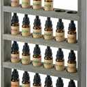 MyGift Vintage Weathered Gray Solid Wood Wall-Mounted Essential Oil Holder Rack – 24-Bottle Storage Display Shelf